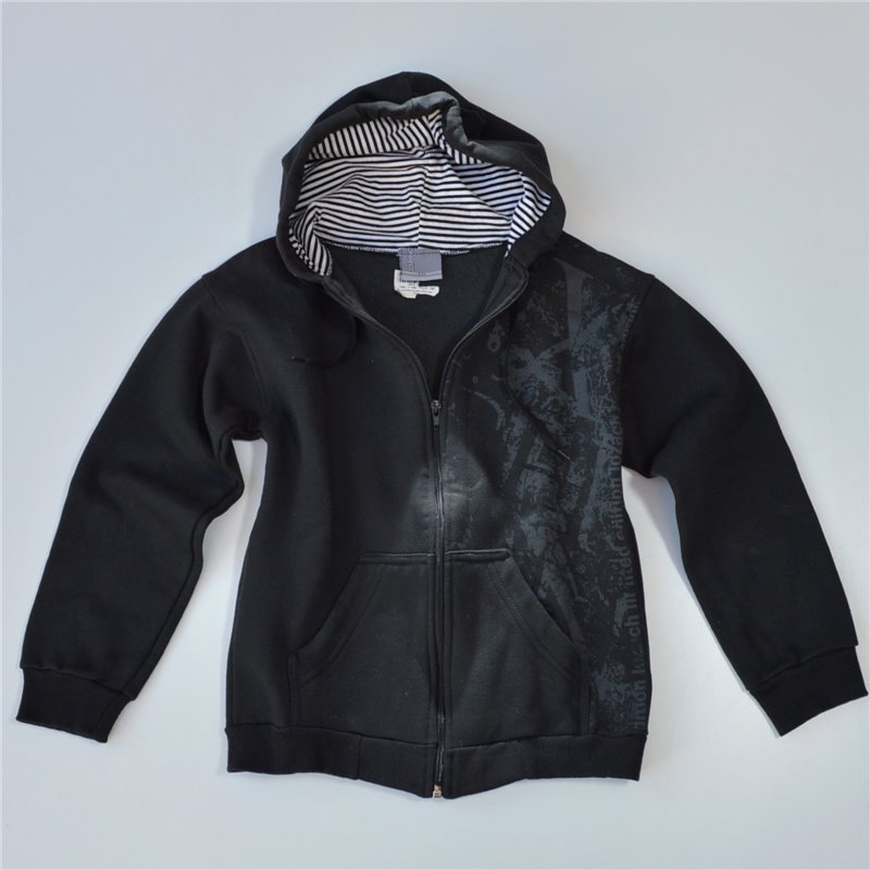 Nene campera friza capucha forrada rayas