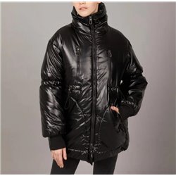 Mujer Puffer largo abrigo opaco cuello alto