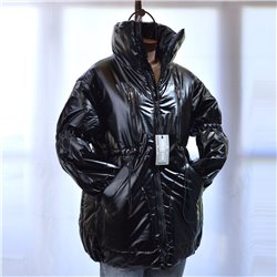 Mujer Puffer largo abrigo opaco cuello alto