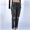 Mujer Pantalon jean rigido rotura ruedo desflecado