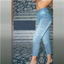 Mujer Pantalon jean rigido moon argollas cadenas