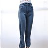 Mujer Pantalon jean rigido wide leg correa en botamangas