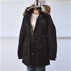 Mujer Parka gabardina amplia abrigo capucha y piel desmontables