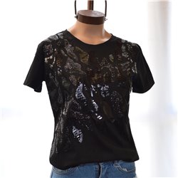 Mujer Remera algodon bordado lentejuelas print