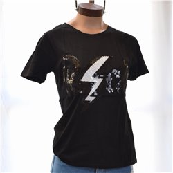 Mujer Remera algodon estampa bordado lentejuelas ROCK