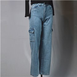 Mujer Pantalon jean rigido cargo