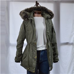 Mujer parka impermeable abrigo peluche capucha y piel desmontables