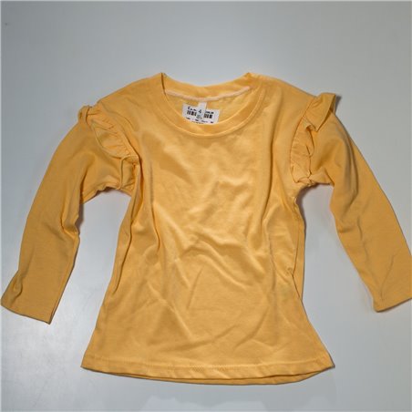 Nena remera lisa de algodon volado en mangas