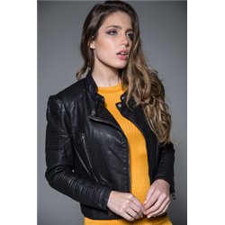 Mujer Campera ecocuero cruzada mangas globo cuello mao LEIA