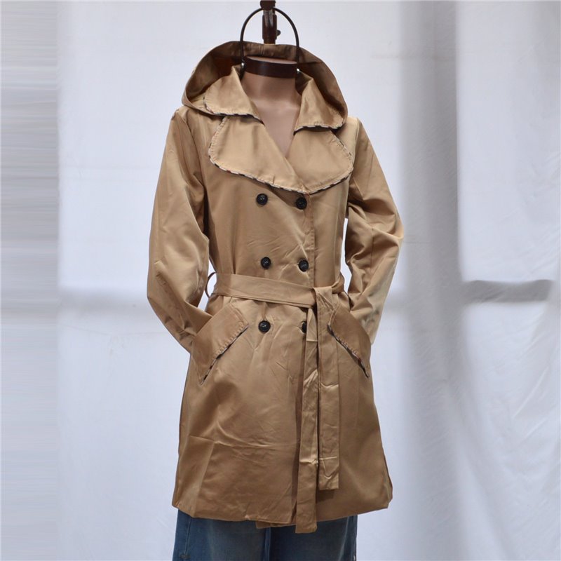 Mujer Piloto trench impermeable capucha desmontable