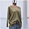 Mujer Remera lanilla amplia mangas largas escote V