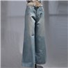 Mujer Pantalon jean rigido wide leg frente brillo