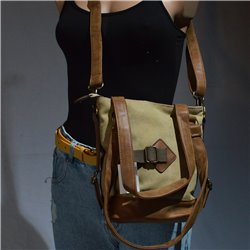 Morral lona combinado ecocuero frente hebilla