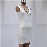 Mujer vestido lycra frente escote brillo