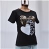 Mujer remera algodon frente bordado lentejuelas CORAZONES