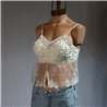 Mujer top raso combiando guipur bordado perla estrass