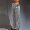 Mujer pantalon gabardina recto abertura al costado cadenas arandela