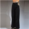 Mujer pantalon gabardina recto abertura al costado cadenas arandela