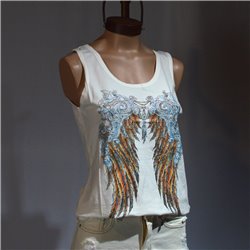 Mujer Musculosa algodon frente alas brillo