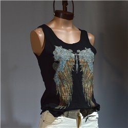 Mujer Musculosa algodon frente alas brillo