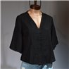 Mujer Blusa plumeti frente guipur botones forrados