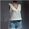 Mujer Blusa broderie cuello volado