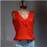 Mujer Blusa broderie cuello volado