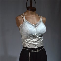 Mujer Top bralette saten frente piedras