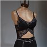 Mujer Top bralette encaje breteles frente brillo