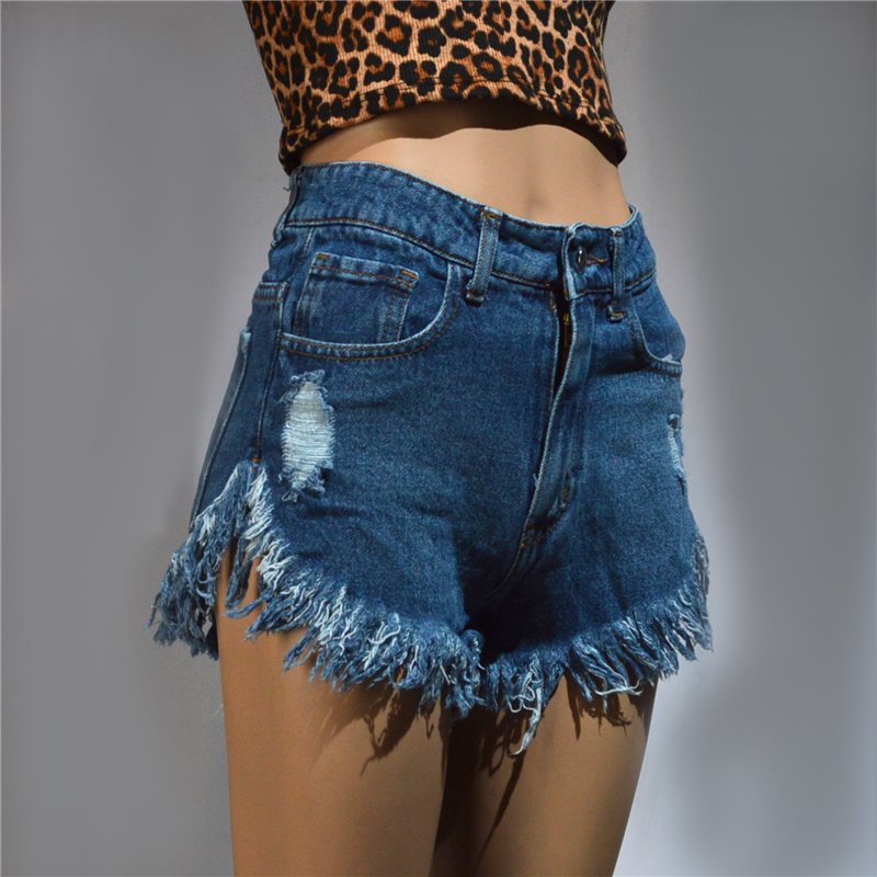 Mujer Short jean rigido desflecado tres roturas