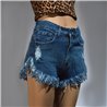 Mujer Short jean rigido desflecado tres roturas