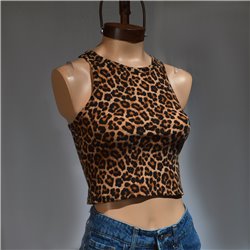 Mujer Musculosa corta morley elastizado print