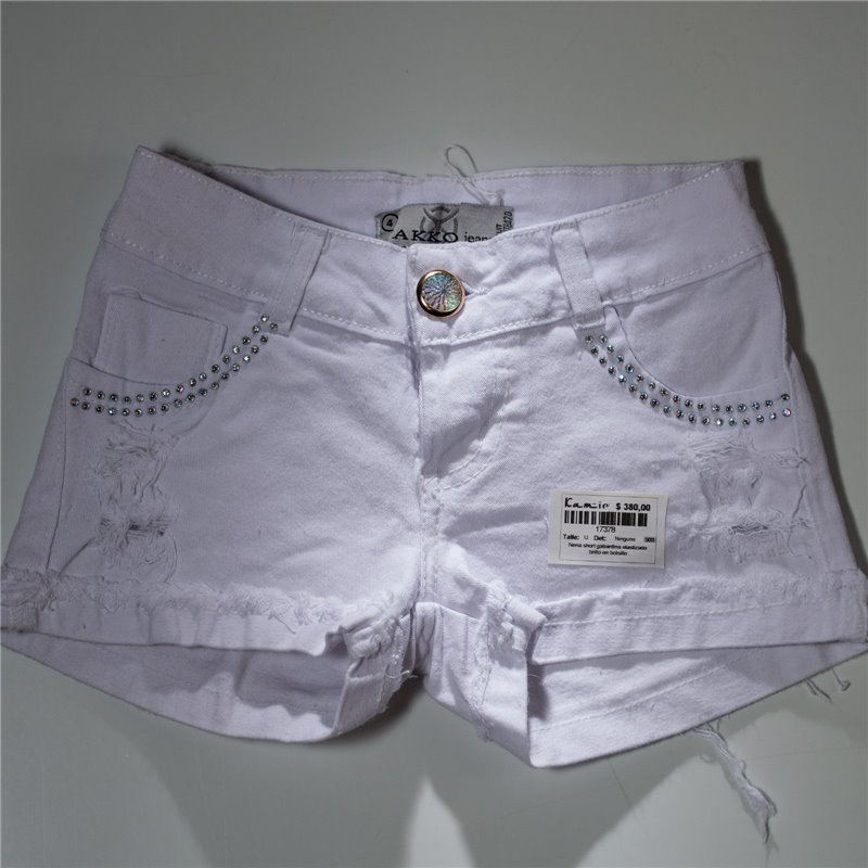 Nena short gabardina elastizado brillo en bolsillo