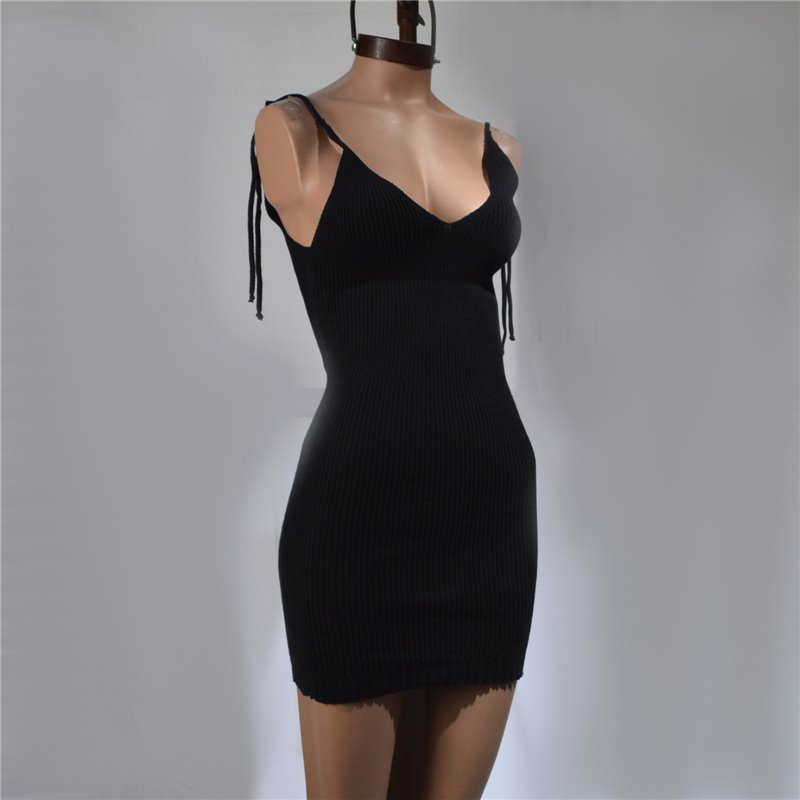 Mujer Vestido tejido escote V bretel tiras