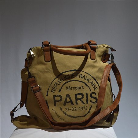 Bolso lona doble manija estampa PARIS