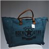 Bolso lona amplio manija ecocuero estampa ROCK STAR