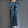 Mujer pantalon jean wide leg con tajo lateral ruedo desflecado