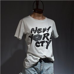 Mujer remera algodon bordada lentejuelas NEW YORK CITY