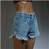 Mujer Short jean rigido cintura elastica ruedo desflecado