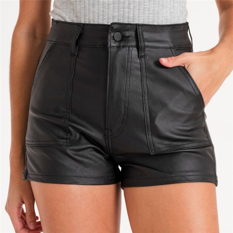 Mujer Short engomado bolsillos pantalon