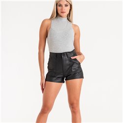 Mujer Short engomado bolsillos pantalon