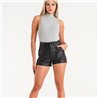 Mujer Short engomado bolsillos pantalon