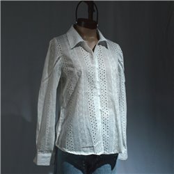 Mujer Camisa broderie mangas largas