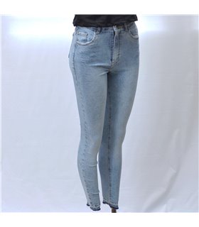Mujer pantalon jean elastizado chupin desflecado