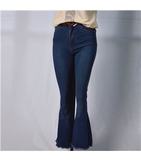 Mujer pantalon oxford jean elastizado desflecado