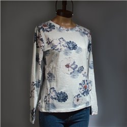 Mujer Remera algodon mangas largas estampa flores