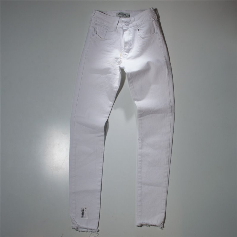 Mujer pantalon jean blanco sin puño EVANGEL