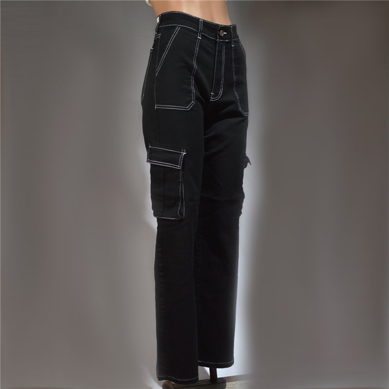 Mujer Pantalon jean elastizado cargo costura india