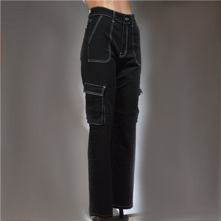 Mujer Pantalon jean elastizado cargo costura india