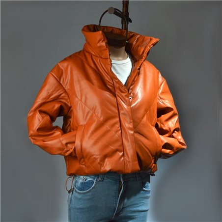 Mujer campera ecocuero abrigo cintura ajustable